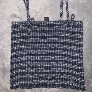 blue and white plaid cropped tank